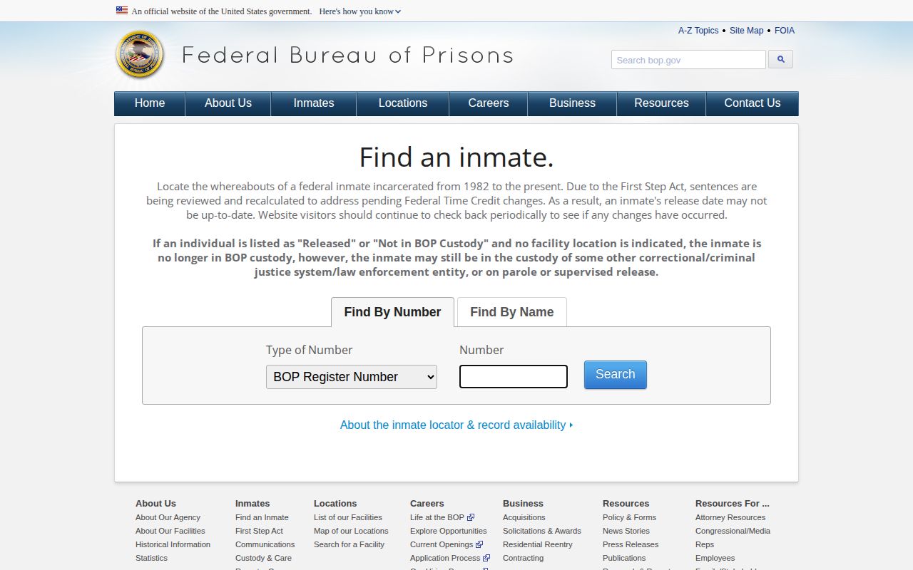 Lee County federal release BOP inmate locator